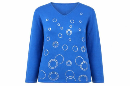 DAYMART Womens Blue V-Neck  Acrylic Pullover Jumper Size 14