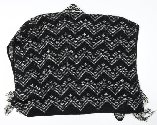 NEST Womens Black V-Neck Geometric Acetate Shrug Jumper Size S