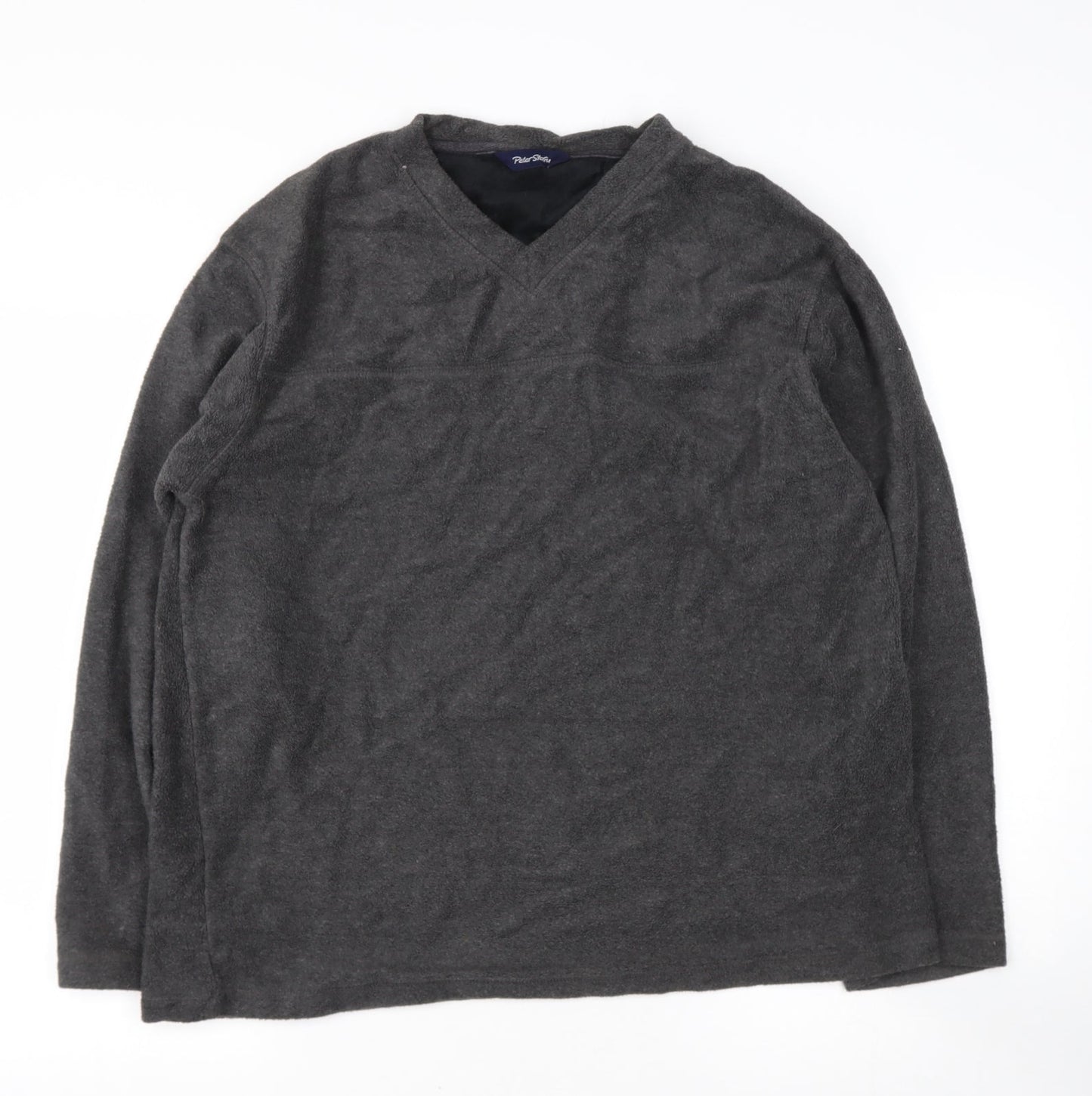 Perter Storm Mens Grey V-Neck  Polyester Henley Jumper Size L