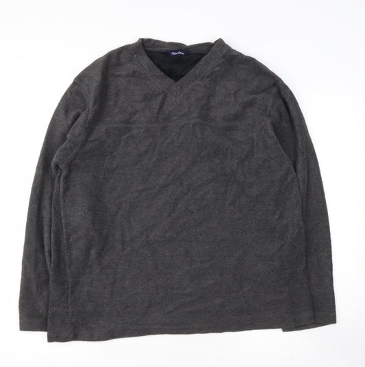 Perter Storm Mens Grey V-Neck  Polyester Henley Jumper Size L