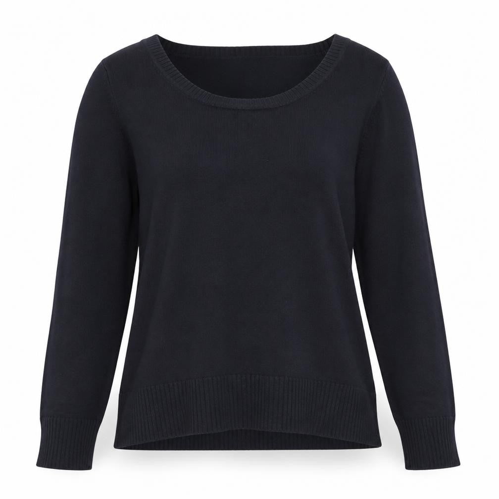 Papya Womens Black Round Neck  Polyester Pullover Jumper Size 8