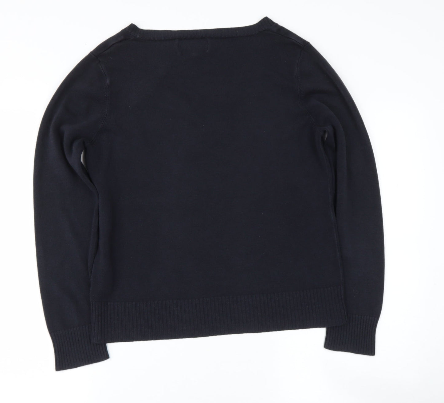 Papya Womens Black Round Neck  Polyester Pullover Jumper Size 8