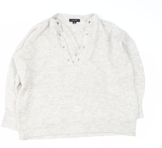 Primark Girls Beige V-Neck  Acrylic Pullover Jumper Size M