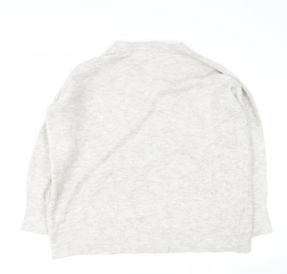 Primark Girls Beige V-Neck  Acrylic Pullover Jumper Size M