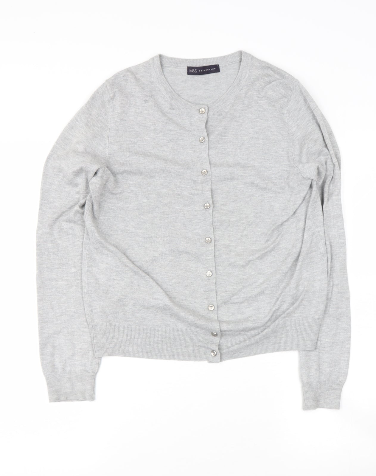 Marks and Spencer`` Womens Grey Round Neck  Polyester Cardigan Jumper Size S