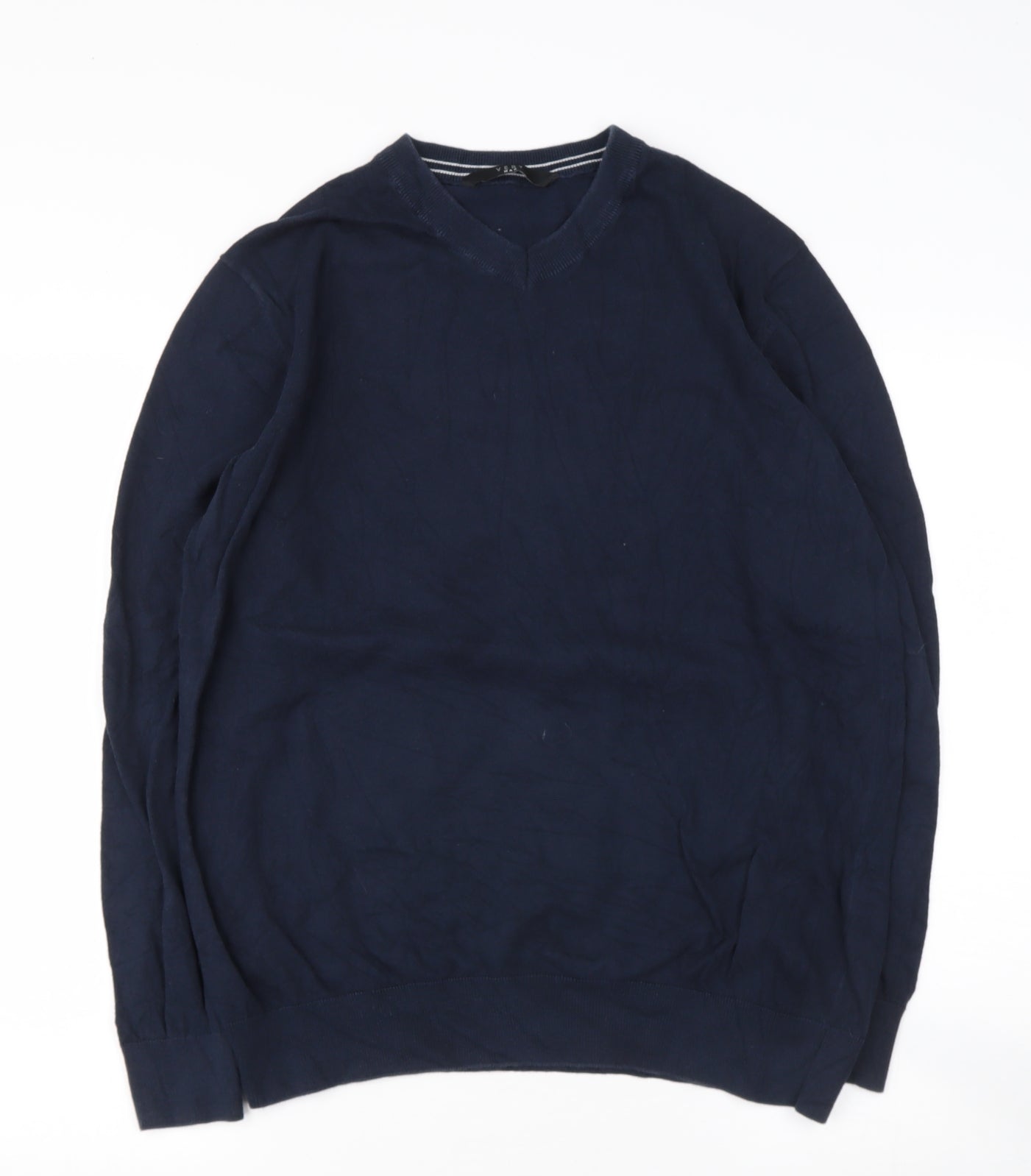 Very Womens Blue V-Neck  Cotton Pullover Jumper Size L