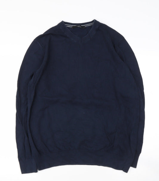 Very Womens Blue V-Neck  Cotton Pullover Jumper Size L