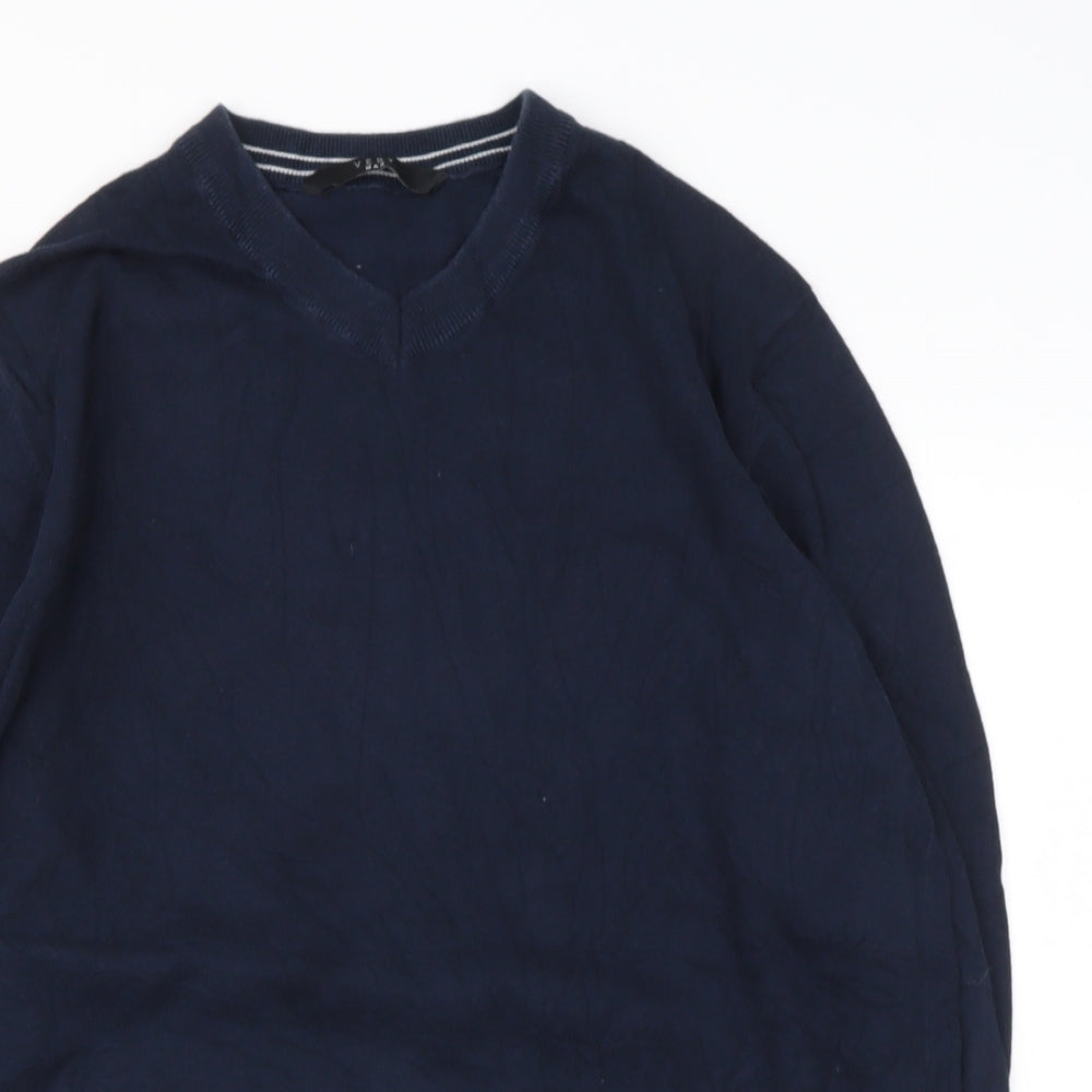 Very Womens Blue V-Neck  Cotton Pullover Jumper Size L