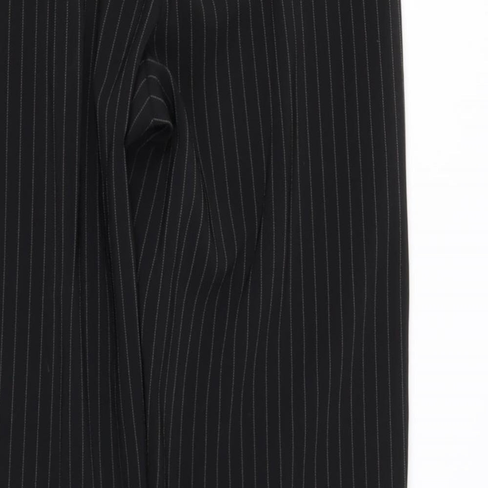FOR WOMAN Womens Black Striped Polyester Trousers  Size 8 L30 in Regular