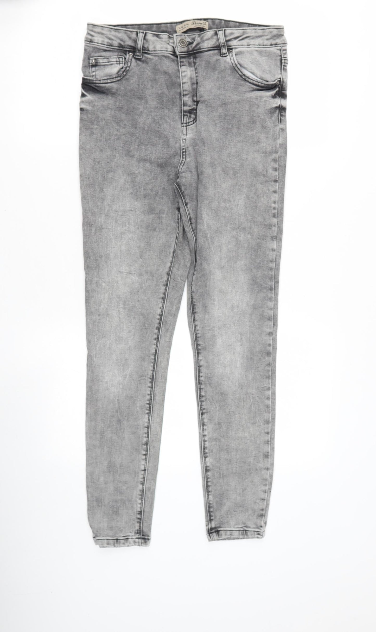 DENIM AND CO Womens Grey  Cotton Skinny Jeans Size 14 L28 in Regular