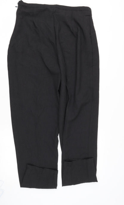 Preworn Womens Black  Polyester Trousers  Size 14 L30 in Regular
