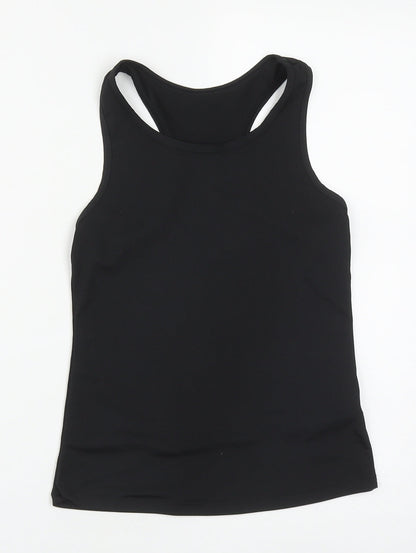 Dunnes Girls Black  Polyester Basic Tank Size 8-9 Years Round Neck
