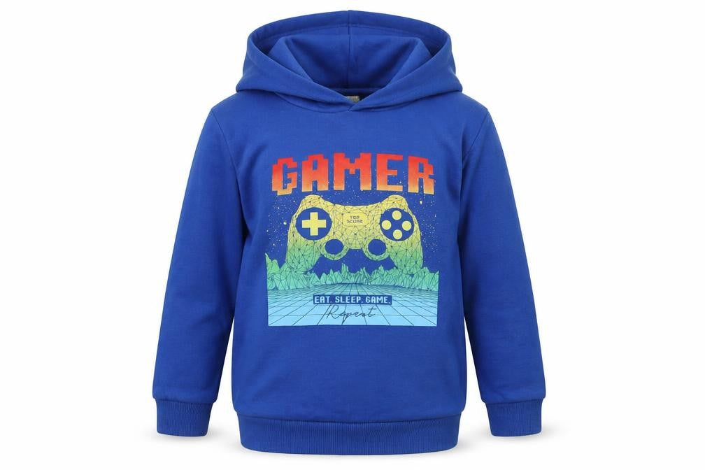 Dunnes Boys Blue  Cotton Pullover Hoodie Size 5-6 Years   - Gamer