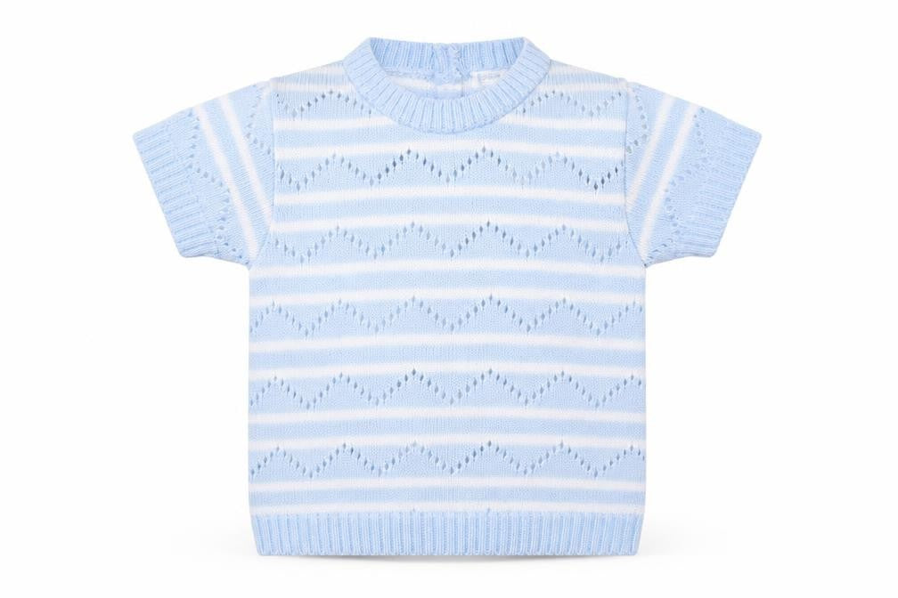 Zip Zap Baby Blue Striped Acrylic Pullover Jumper Size 9-12 Months  Button