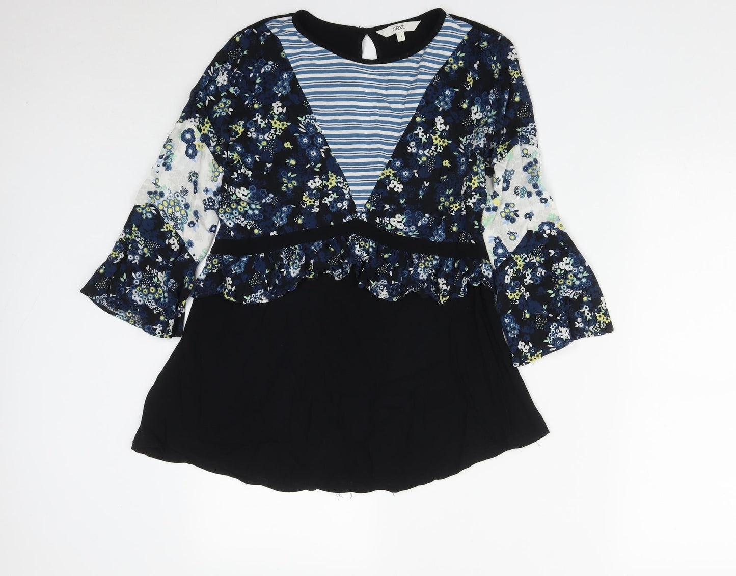 NEXT Womens Multicoloured Floral Polyester Basic Blouse Size 8 Round Neck