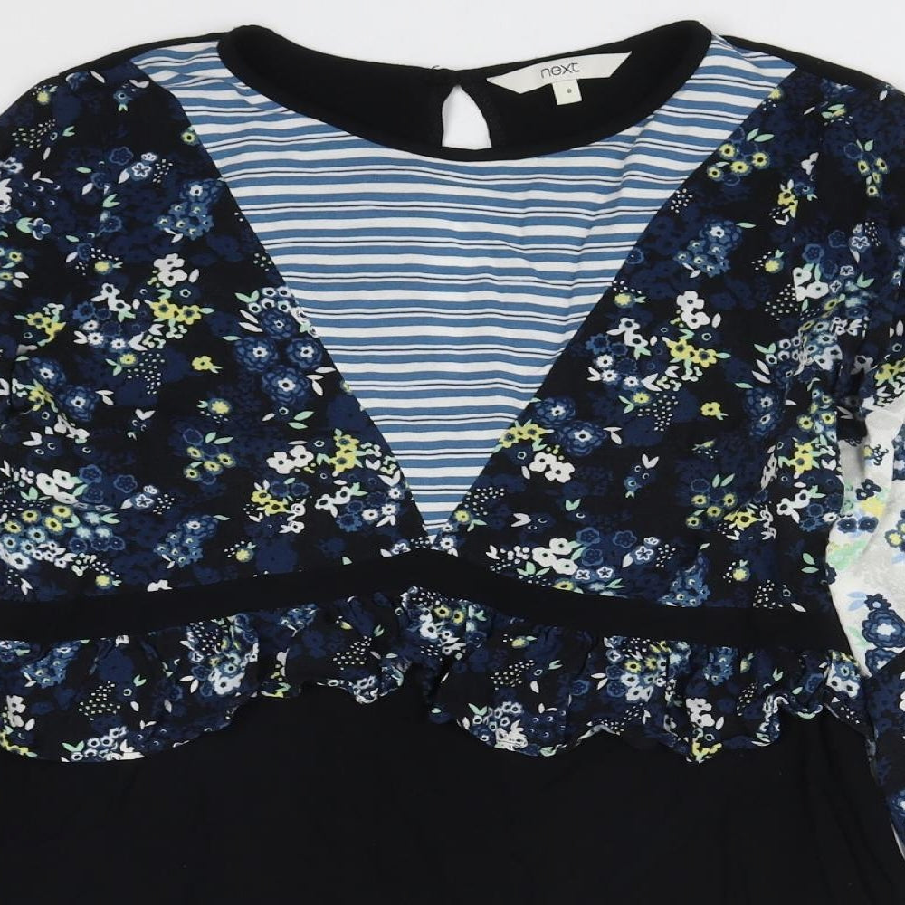 NEXT Womens Multicoloured Floral Polyester Basic Blouse Size 8 Round Neck