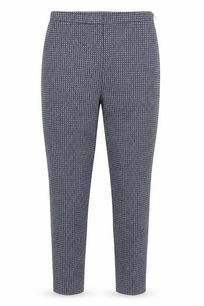 New Look Womens Blue Geometric Viscose Trousers  Size 8 L26 in Regular Zip