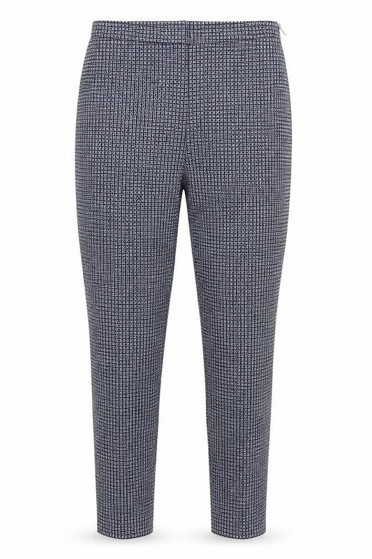 New Look Womens Blue Geometric Viscose Trousers  Size 8 L26 in Regular Zip