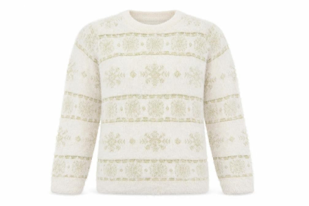 EWM Womens White Round Neck  Nylon Pullover Jumper Size M