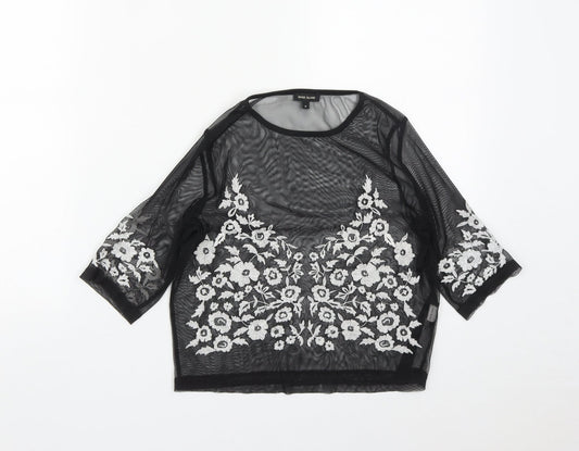 River Island Womens Black  Polyester Cropped Blouse Size 8 Roll Neck