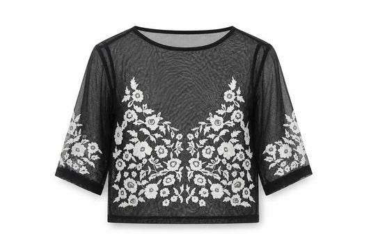 River Island Womens Black  Polyester Cropped Blouse Size 8 Roll Neck
