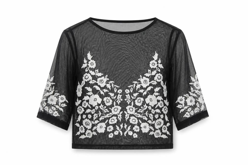River Island Womens Black  Polyester Cropped Blouse Size 8 Roll Neck