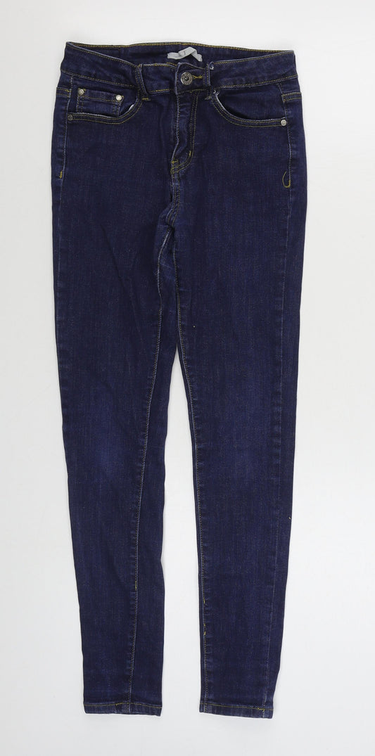 Dayie Womens Blue  Cotton Skinny Jeans Size S L28 in Regular Zip