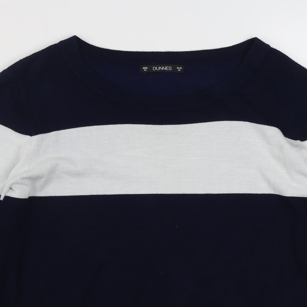 Dunnes Stores Womens Multicoloured Round Neck Striped Viscose Pullover Jumper Size M
