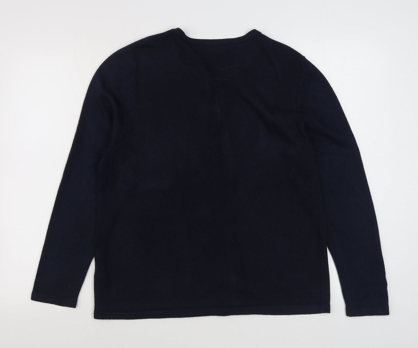 Bonmarché Womens Blue Round Neck  Acrylic Cardigan Jumper Size 16