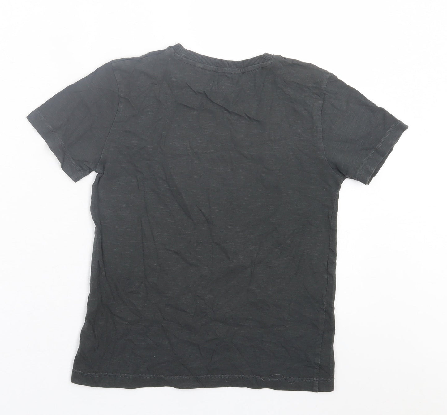 NEXT Boys Grey  Cotton Basic T-Shirt Size 8 Years Crew Neck Pullover