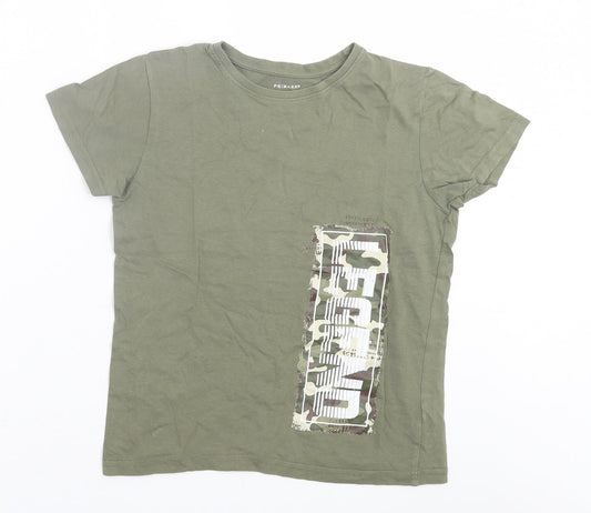 Primark Boys Green  Cotton Basic T-Shirt Size 9-10 Years Crew Neck Pullover