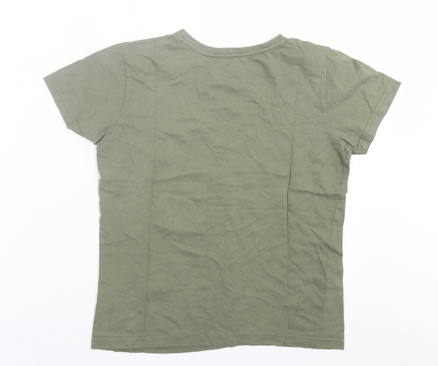 Primark Boys Green  Cotton Basic T-Shirt Size 9-10 Years Crew Neck Pullover