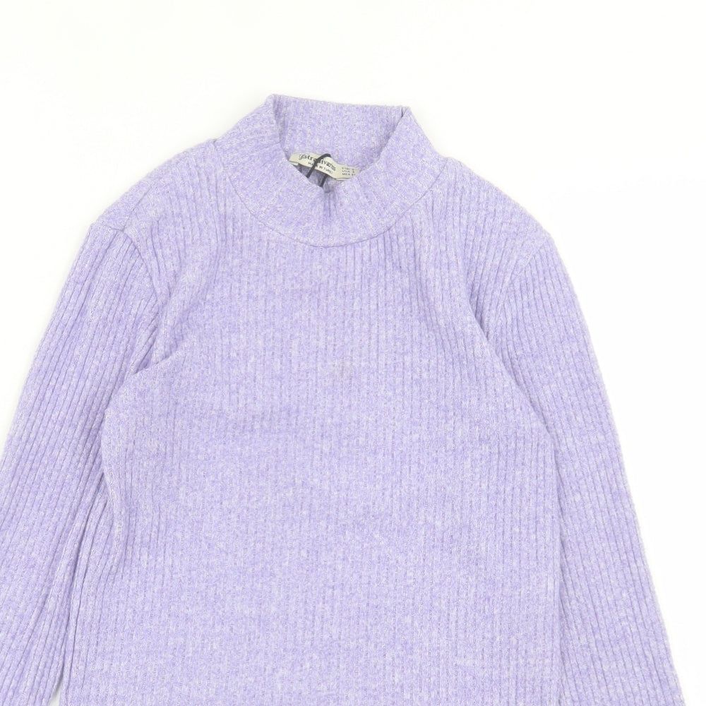 Stradivarius Womens Purple High Neck  Polyester Pullover Jumper Size S   - cropped