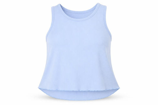 Boohoo Womens Blue  Polyester Basic Tank Size 8 Crew Neck - Lettuce Edging