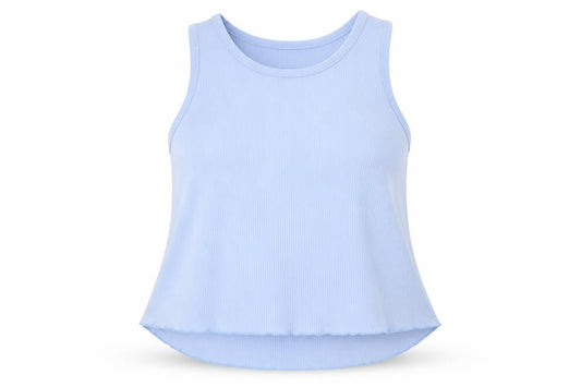 Boohoo Womens Blue  Polyester Basic Tank Size 8 Crew Neck - Lettuce Edging