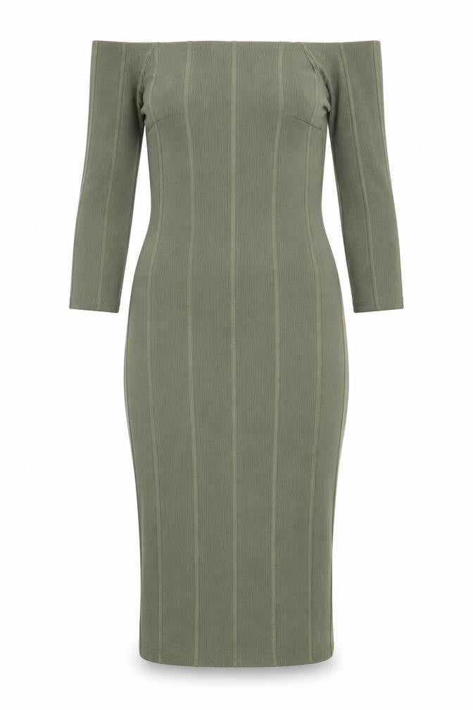 Miss Selfridge Womens Green  Polyester Bodycon  Size 8  Off the Shoulder Pullover