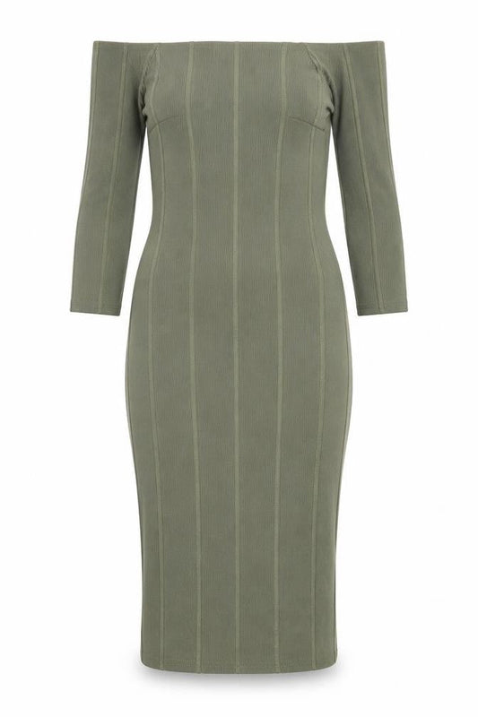 Miss Selfridge Womens Green  Polyester Bodycon  Size 8  Off the Shoulder Pullover