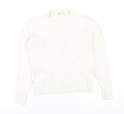 Warehouse Womens White Crew Neck  Viscose Pullover Jumper Size 14