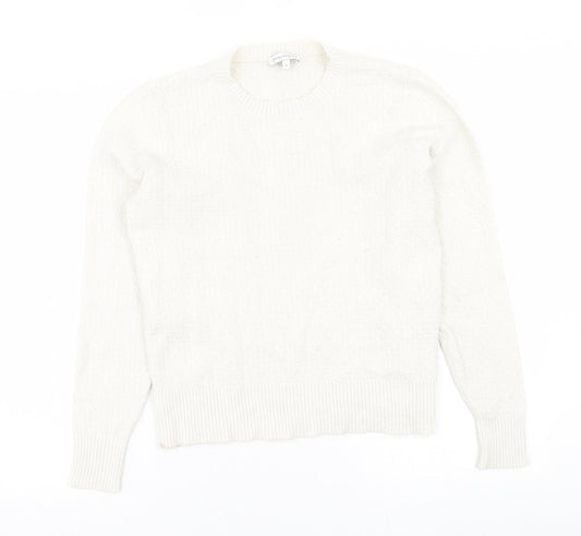 Warehouse Womens White Crew Neck  Viscose Pullover Jumper Size 14
