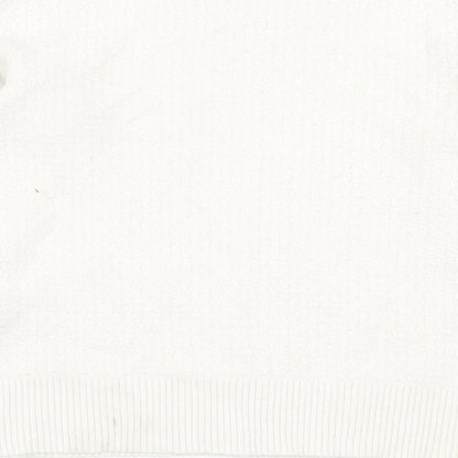 Warehouse Womens White Crew Neck  Viscose Pullover Jumper Size 14