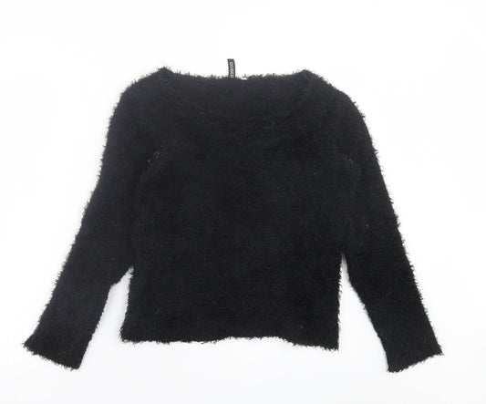 H&M Womens Black Boat Neck  Polyester Pullover Jumper Size XS