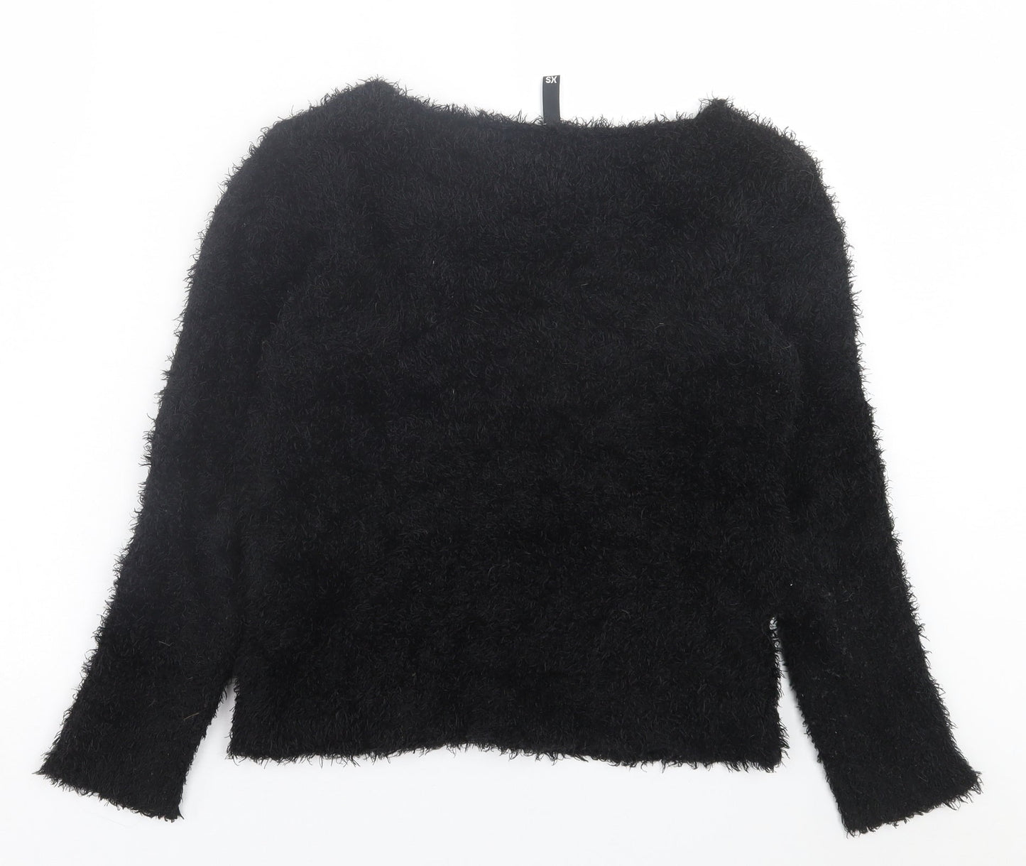 H&M Womens Black Boat Neck  Polyester Pullover Jumper Size XS