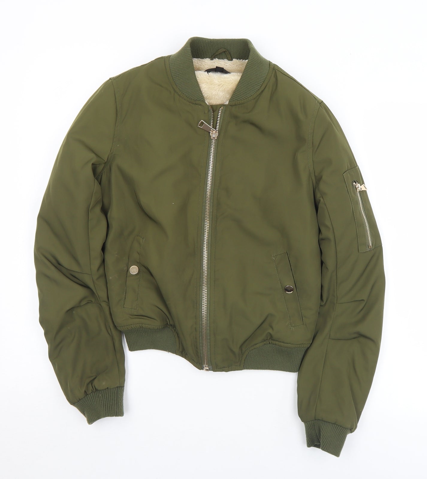 Missguided Womens Green   Bomber Jacket Coat Size 6  Zip