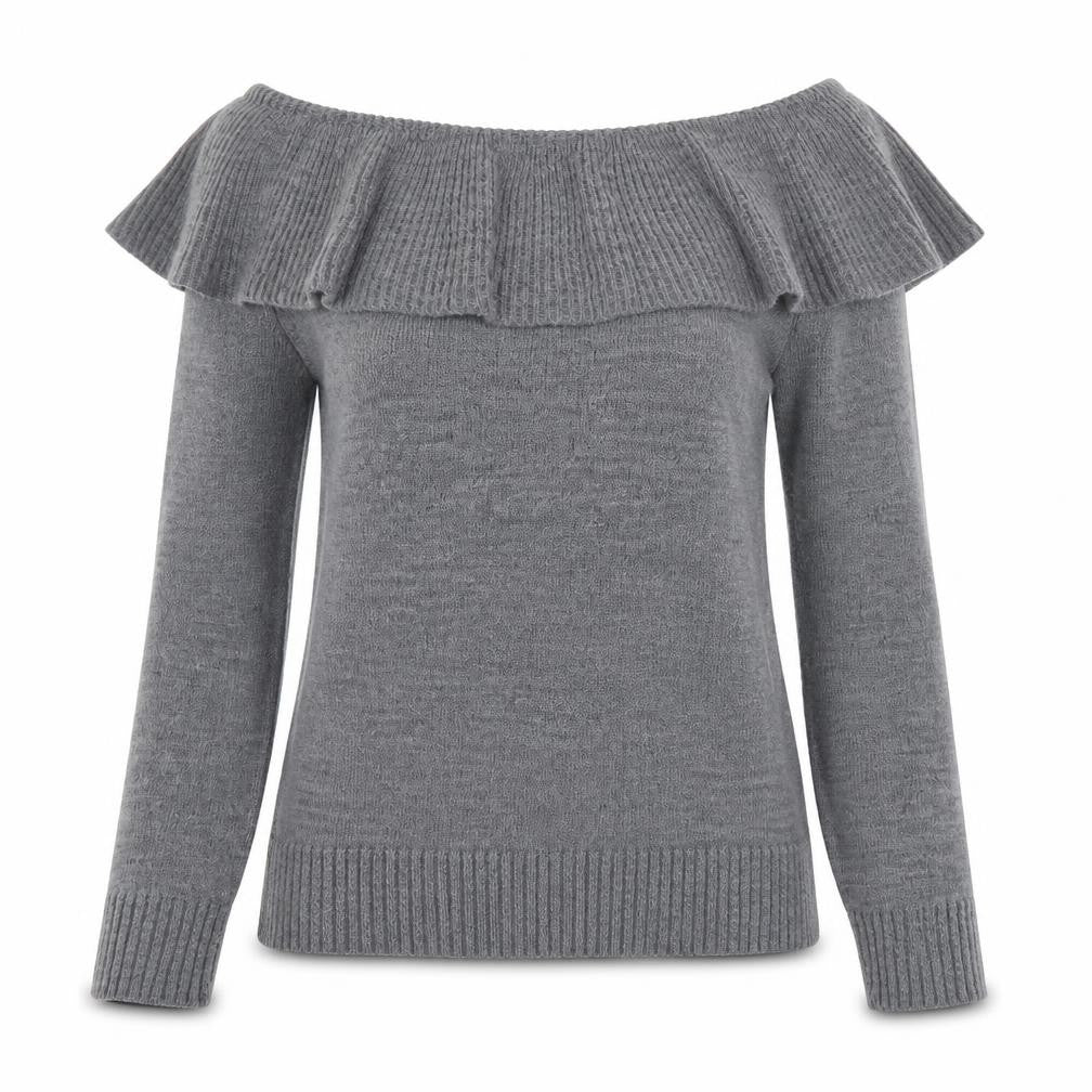 Boohoo Womens Grey Collared  Acrylic Pullover Jumper Size 8