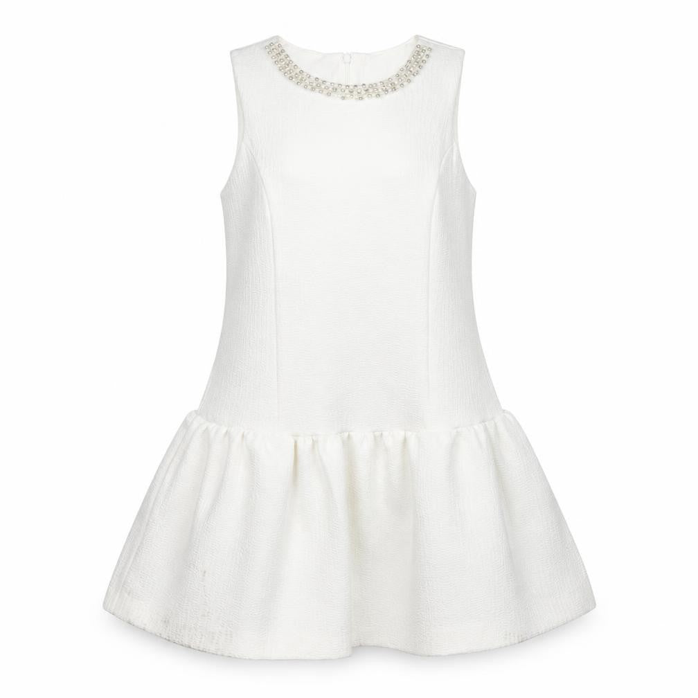 River Island Womens White  Polyester Fit & Flare  Size 10  Round Neck Zip