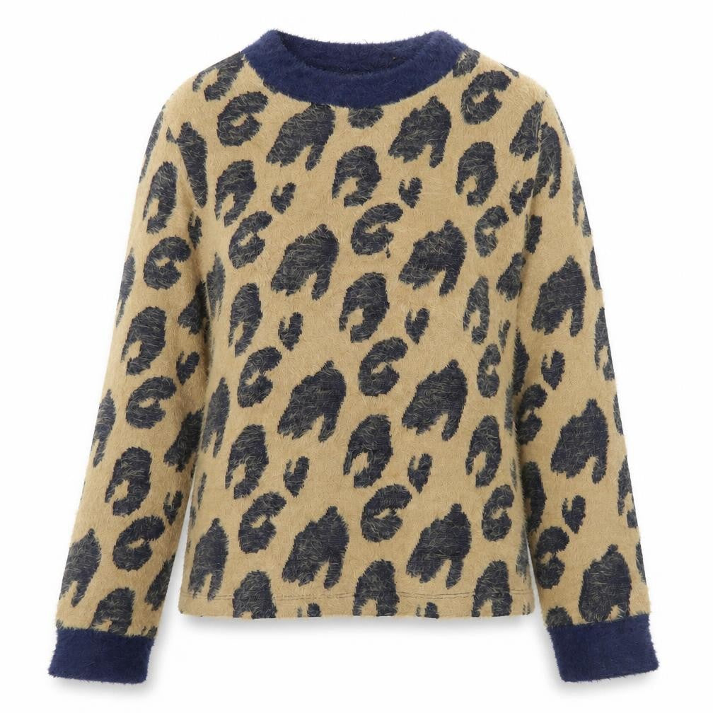 Marks & Spencer Womens Brown Crew Neck Animal Print Acrylic Pullover Jumper Size 8