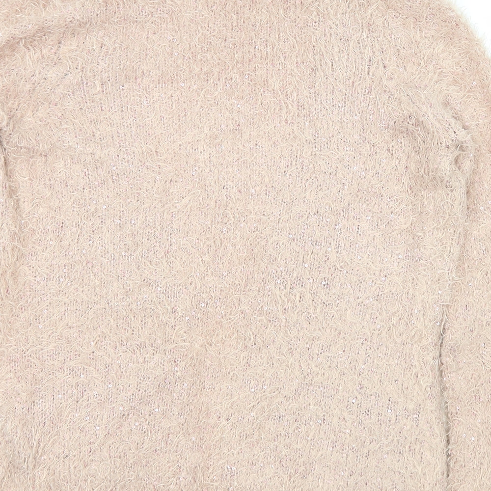 Heart &  Soul Womens Pink Collared  Polyester Cardigan Jumper Size 12