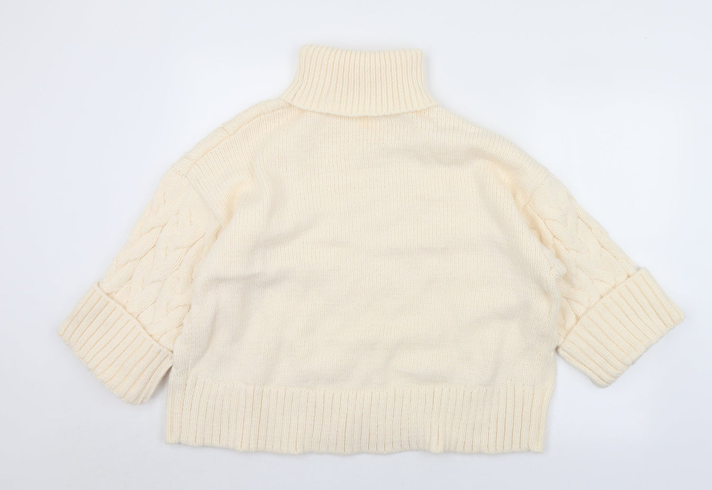 H&M Womens Ivory Roll Neck  Acrylic Pullover Jumper Size L