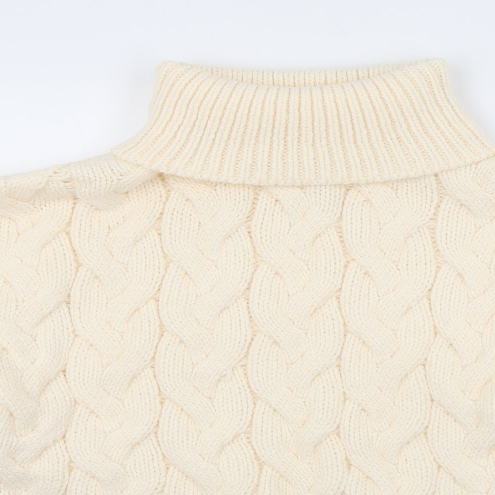 H&M Womens Ivory Roll Neck  Acrylic Pullover Jumper Size L