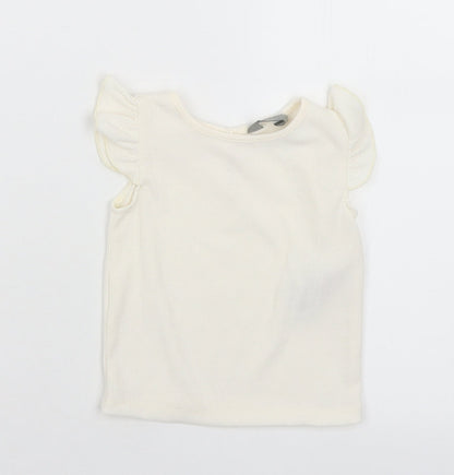 Primark Girls White  Polyester Basic T-Shirt Size 6-9 Months Round Neck